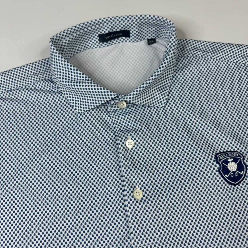 Turtleson Polo Shirt Mens XL‎ White Belleair CC Geometric Stretch
